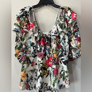 Parker Multicolor‎ Floral Blouse with Ruffle Sleeves Size XS